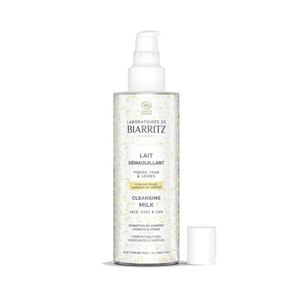 Lait Démaquillant Bio - Visage, Yeux et Lèvres - Tous Types de Peaux, 200ml