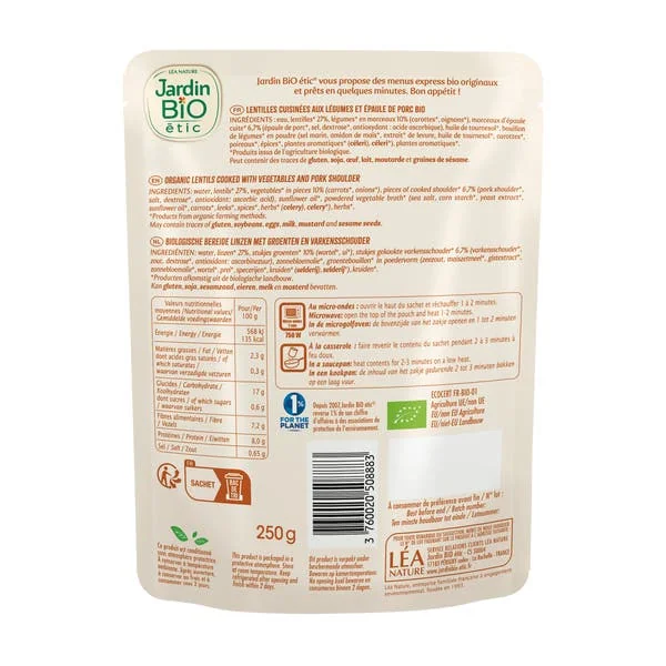 Lentilles bio façon petit salé