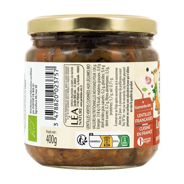 Lentilles cuisinées légumes* - bio