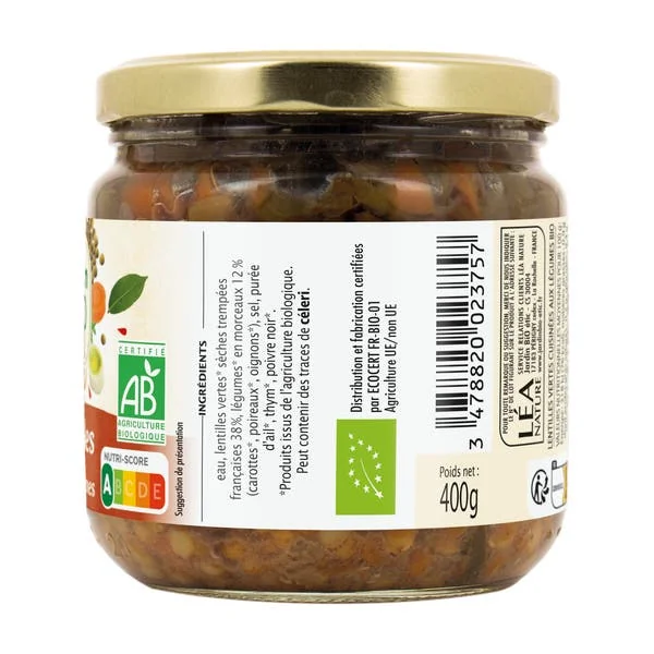 Lentilles cuisinées légumes* - bio
