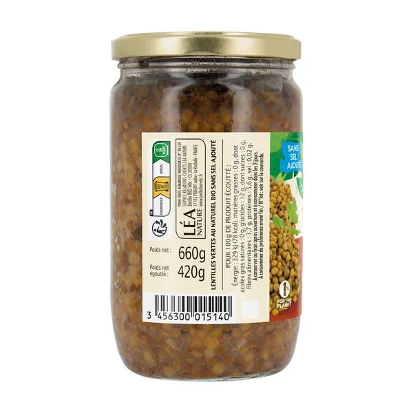 Lentilles vertes bio au naturel
