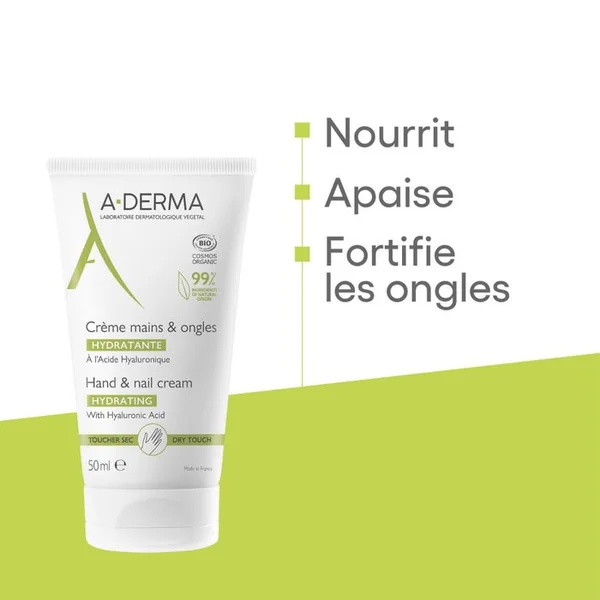 LES INDISPENSABLES - Crème Mains et Ongles Hydratante à l'Acide Hyaluronique - Peaux Sèches, 50ml