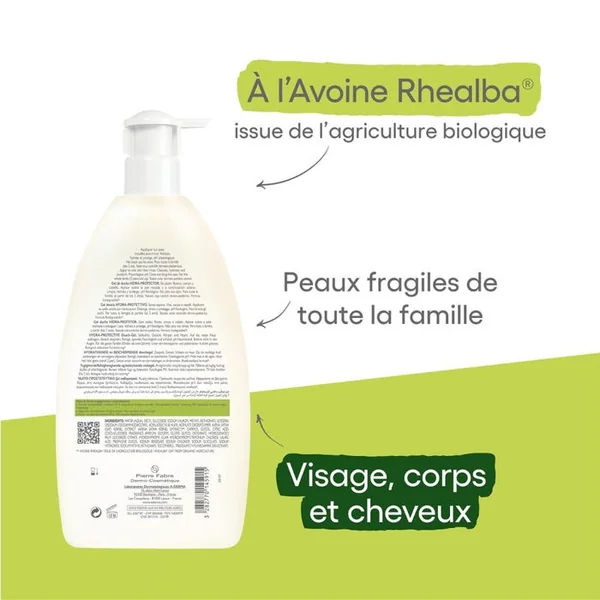 LES INDISPENSABLES - Gel Douche Hydra-Protecteur - Visage, Corps et Cheveux - Peaux Fragiles, 750ml