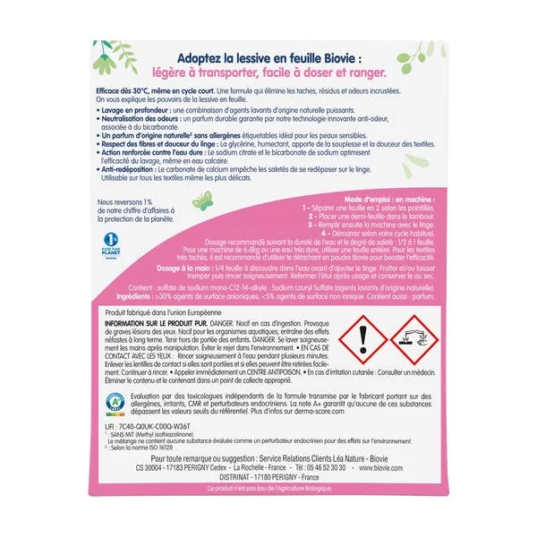 Lessive feuille peaux sensible -30 lavages