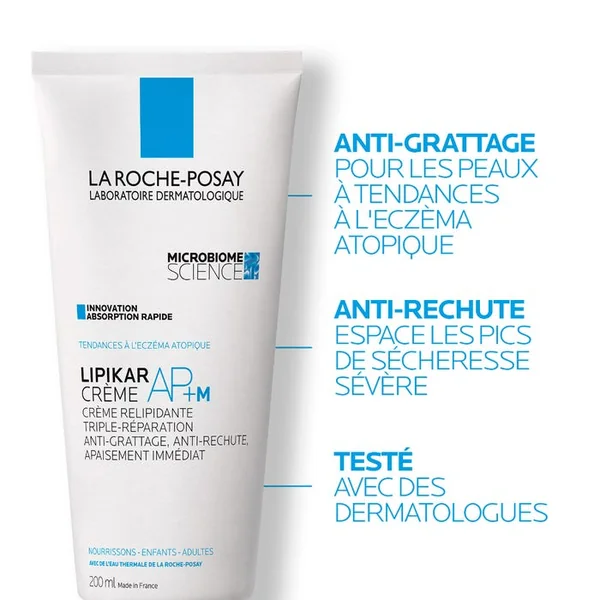 LIPIKAR AP+M - Crème Peaux Tendance Eczéma Atopique Visage & Corps, 200ml