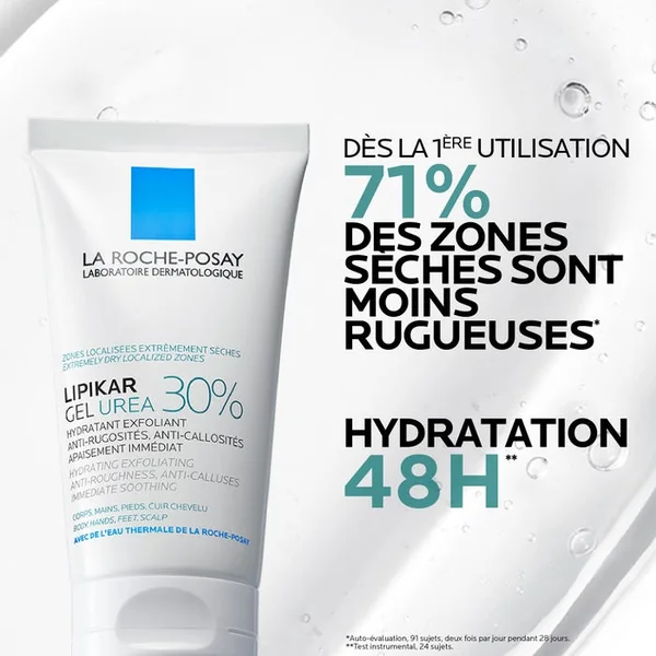 LIPIKAR GEL UREA 30% - Hydratant Exfoliant Anti-Rugosités Anti-Callosités - Corps, Mains, Pieds, Cuir chevelu, 50ml