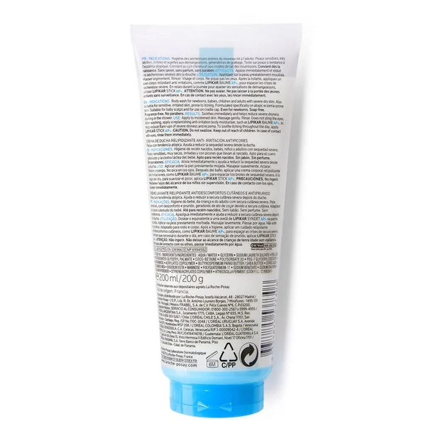 LIPIKAR SYNDET AP+ - Crème Lavante Relipidante Peaux Tendance Eczema Atopique, 200ml