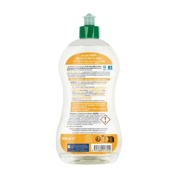 Liquide vaisselle et mains aux huiles essentielles d'agrumes bio