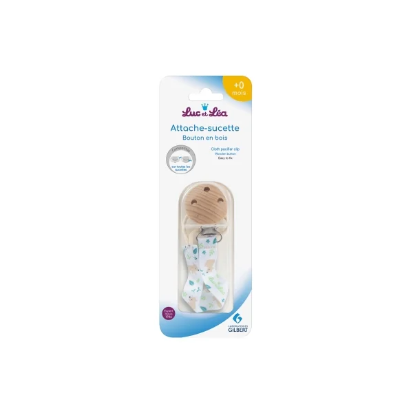 Luc et Léa Attache Sucette Bouton en Bois 0 Mois et +
