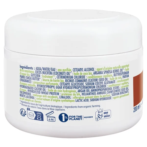 Masque Capillaire Nourrissant Argan et Kératine Végétale - Cheveux Normaux à Secs, 200ml