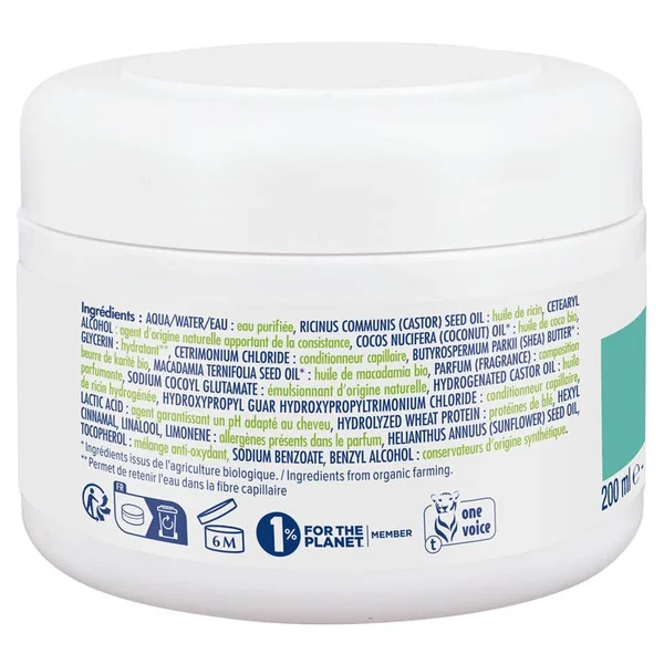 Masque Capillaire Sublimateur Régénérant Ricin et Kératine Végétale - Cheveux Normaux à Fragilisés, 200ml
