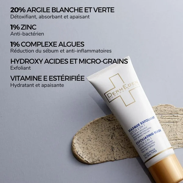 Masque Exfoliant Antioxydant Detox 2 en 1 - Tous Types de Peaux, 50ml