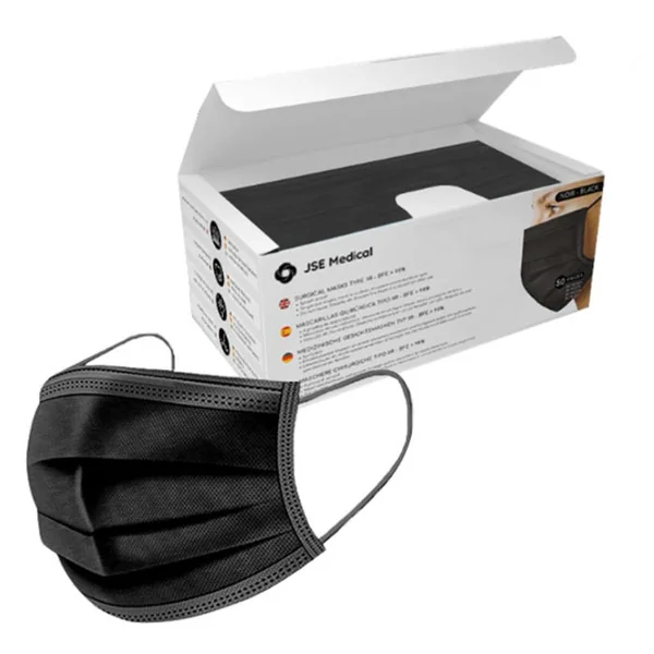 Masques Chirurgicaux Noirs Type IIR/2R, 50 Masques