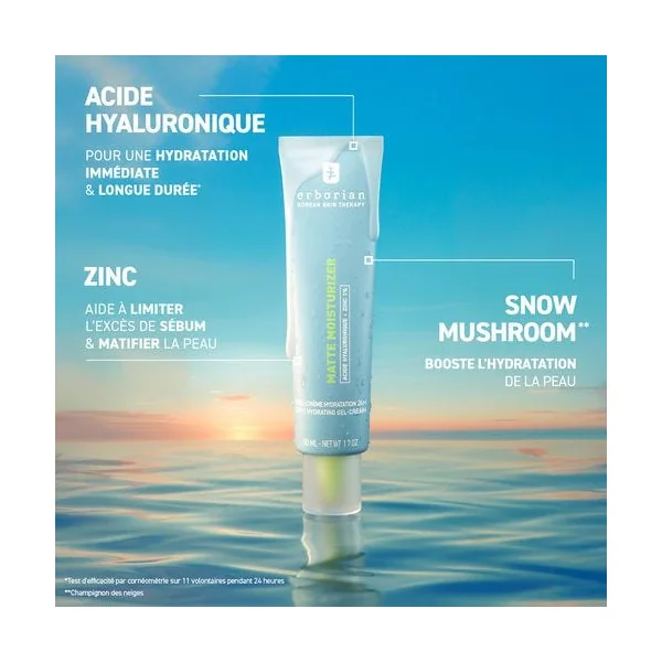 MATTE MOISTURIZER - Gel Crème Hydratation 24h - Peaux Mixtes à Grasses, 50ml