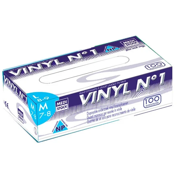 Medistock Gants Vinyl N°1 Non Poudrés - Taille M, 100 Unités