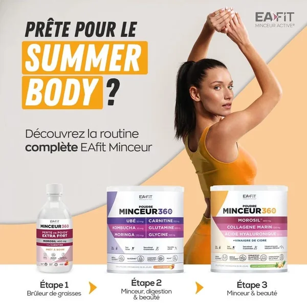 MINCEUR 360 - Morosil, Collagène, Acide Hyaluronique - Goût Matcha Exotique, 275g