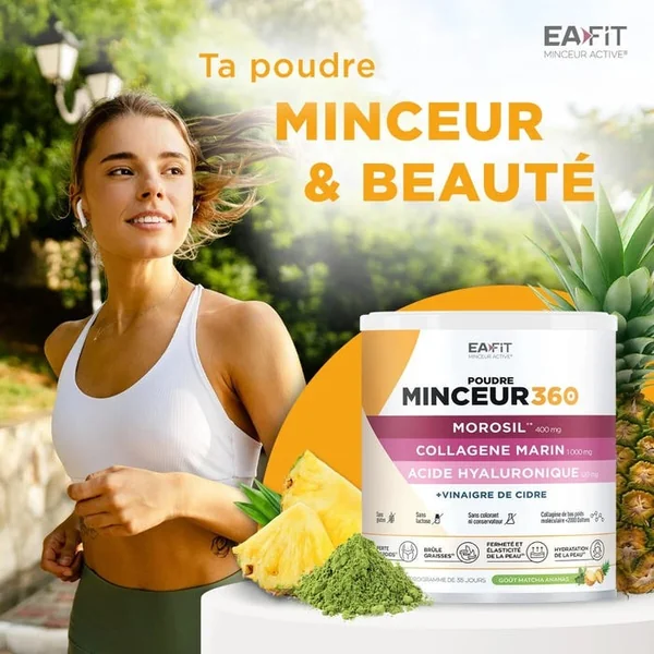 MINCEUR 360 - Morosil, Collagène, Acide Hyaluronique - Goût Matcha Exotique, 275g