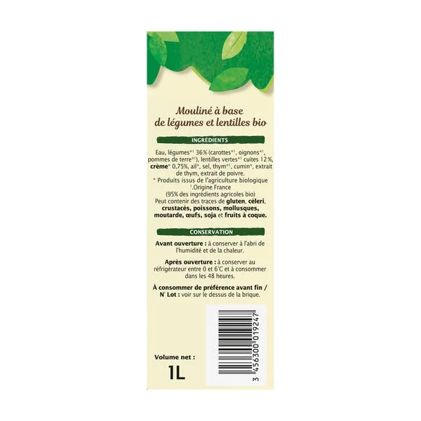Mouliné Lentilles vertes pointe de Thym bio