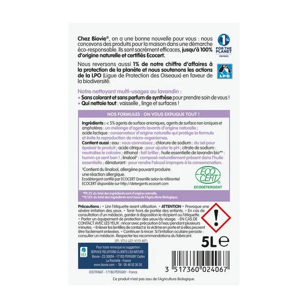 Nettoyant multi-usages à l'huile essentielle de lavandin - Grand Format
