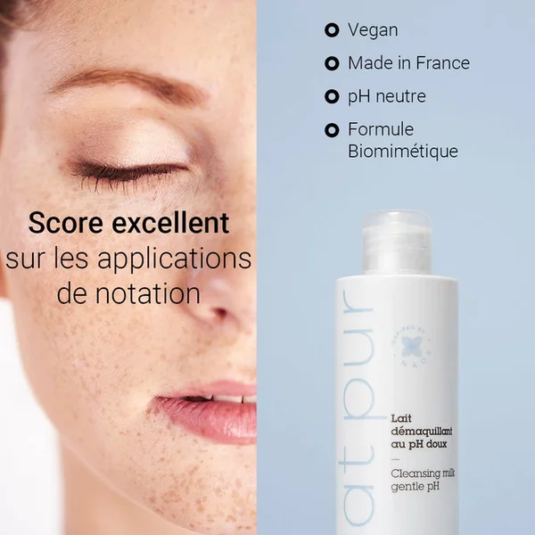 NETTOYANT PUR - Lait Démaquillant au pH Doux - Visage et Yeux - Peaux Normales à Sèches, 200ml