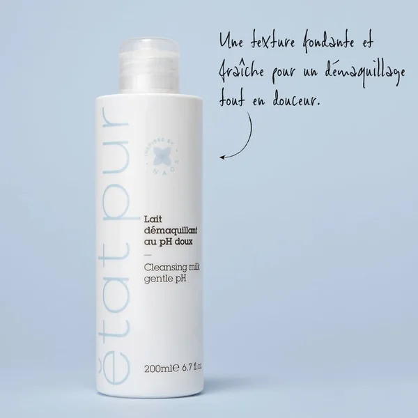 NETTOYANT PUR - Lait Démaquillant au pH Doux - Visage et Yeux - Peaux Normales à Sèches, 200ml
