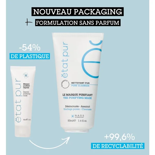 NETTOYANT PUR - Le Masque Purifiant - Visage - Peaux Mixtes à Grasses, 50ml