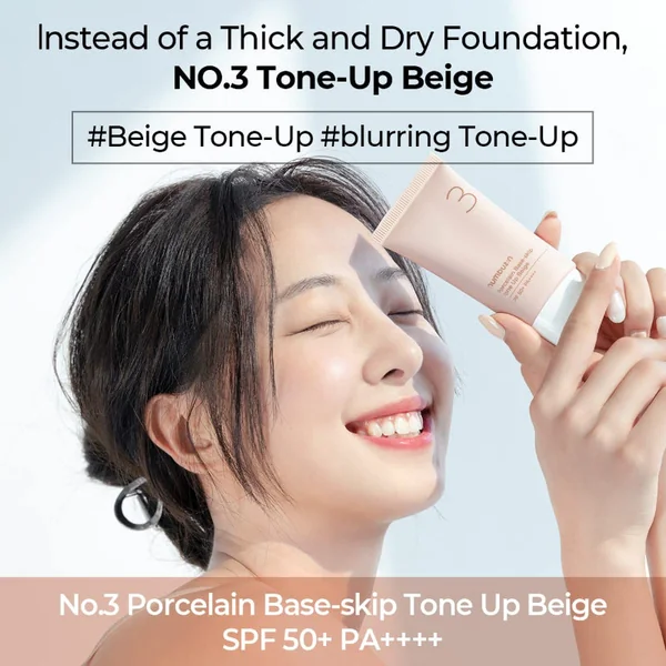 No.3 Porcelain Base-skip Tone Up Beige SPF50+