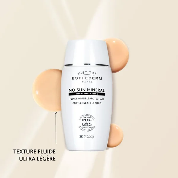 NO SUN MINERAL - Fluide Solaire Invisible Protecteur Haute Tolérance SPF50+ - Visage - Tous Types de Peaux, 40ml