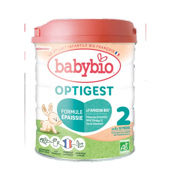 OPTIGEST - Lait 2eme ge Bio - Formule Epaissie - De 6 à 12 Mois, 800g