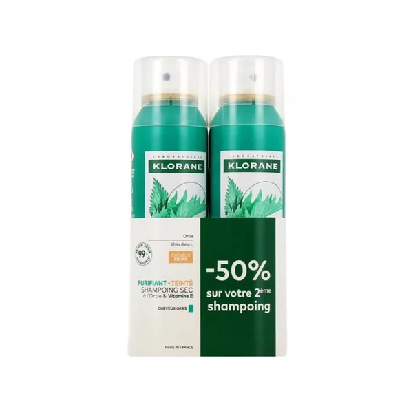 ORTIE - Shampooing Sec Teinté Séboréducteur Cheveux Gras, 2 flacons de 150ml