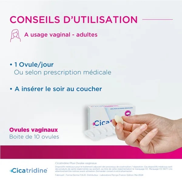 Ovules Vaginaux PLUS à l’Acide Hyaluronique - Cicatrisation de la Zone Intime et Ménopause, 10 Ovules