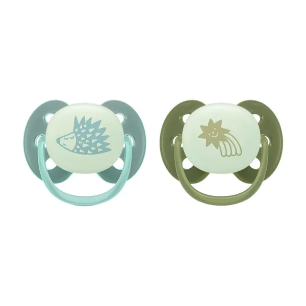 PACIFIER Ultra Douce Nuit - Sucettes Orthodontiques - 0 mois et plus, 2 Sucettes