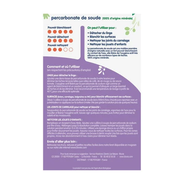 Percarbonate de soude, détache et blanchit
