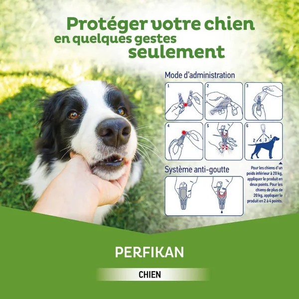 Perfikan Spot-On Anti-Parasitaires Externes 134mg/1200mg - Chiens de 10 à 20kg, 4 Pipettes