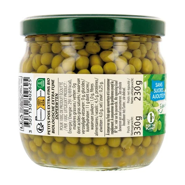 Petits pois bio de France extra-fins