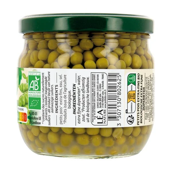 Petits pois bio de France extra-fins