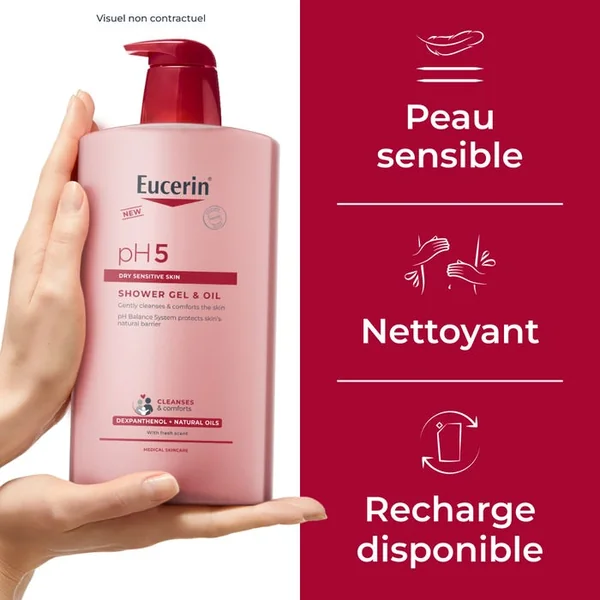 PH5 - Gel-Huile de Douche - Visage et Corps - Peaux Sèches et Sensibles, 1L