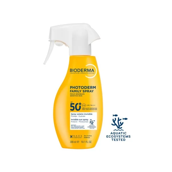PHOTODERM - Family Spray Solaire Invisible SPF50+ - Visage et Corps - Peaux Sensibles, 300ml