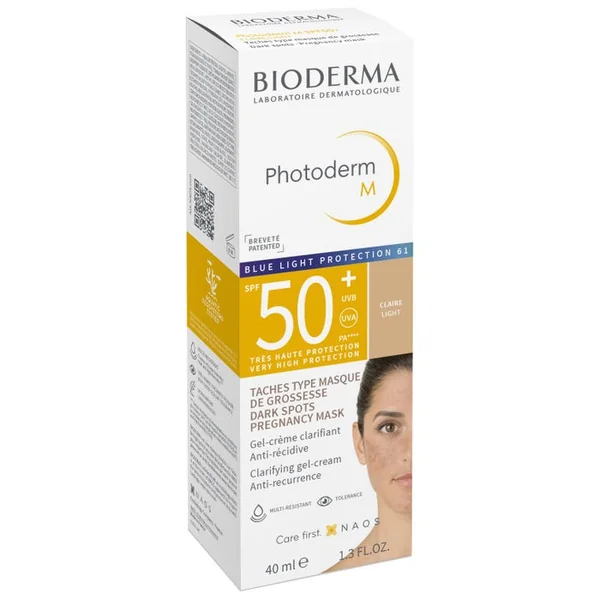 PHOTODERM M - Gel-Crème Clarifiant Teinte Claire SPF50+ - Visage - Peaux Mixtes à Grasses, 40ml