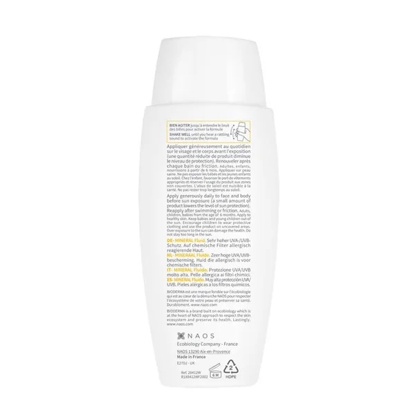 PHOTODERM MINERAL - Fluide Solaire Sans Parfum SPF50+ - Visage et Corps - Peaux Allergiques aux Filtres Chimiques, 75g
