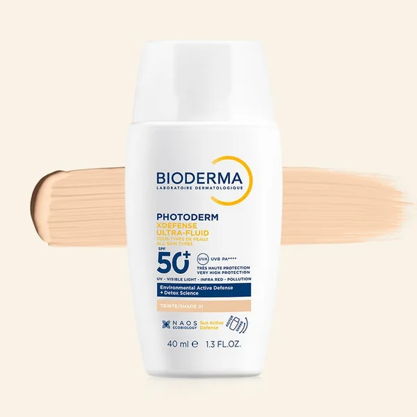 PHOTODERM XDEFENSE - Ultra-Fluide Solaire SPF50+ - Teinte 01 - Visage - Tous Types de Peaux, 40ml