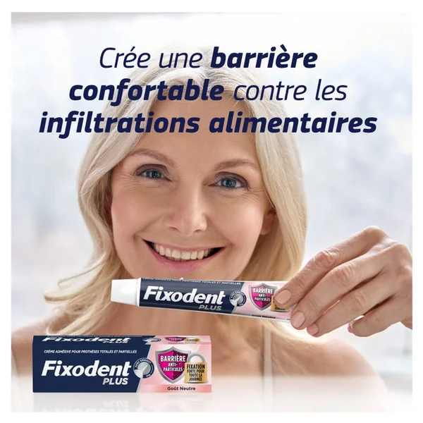 PRO PLUS - Crème Adhésive Pour Prothèses Totales et Partielles Barrière Anti-Particules Goût Neutre, 40ml