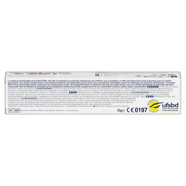 PRO ULTIMATE - Crème Adhésive Pour Prothèses Totales et Partielles Arôme Frais, 57ml