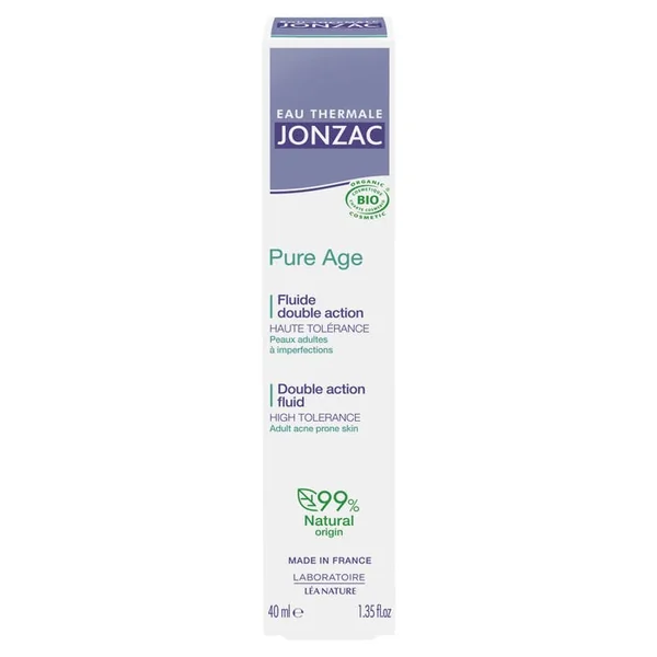 PURE AGE - Fluide Double Action Anti-ge Anti-Imperfections Bio - Visage - Peaux Adultes à Imperfections, 40ml