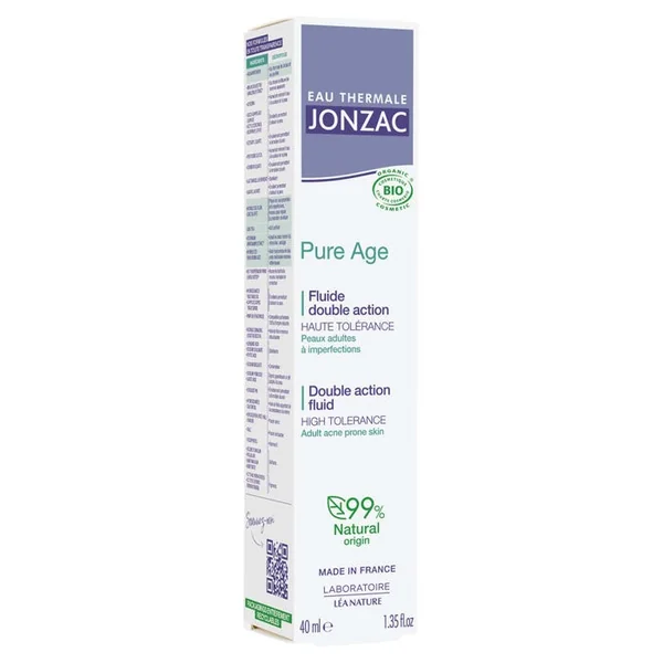 PURE AGE - Fluide Double Action Anti-ge Anti-Imperfections Bio - Visage - Peaux Adultes à Imperfections, 40ml