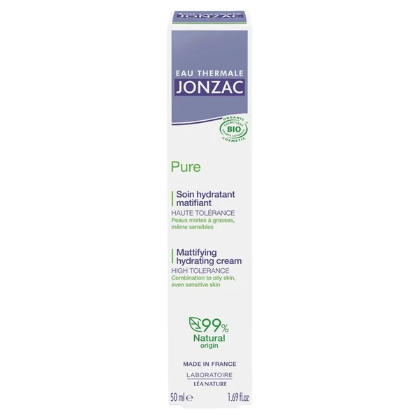 PURE - Soin Hydratant Matifiant Bio - Visage - Peaux Mixtes à Grasses, 50ml