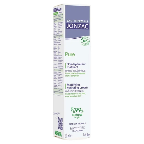 PURE - Soin Hydratant Matifiant Bio - Visage - Peaux Mixtes à Grasses, 50ml