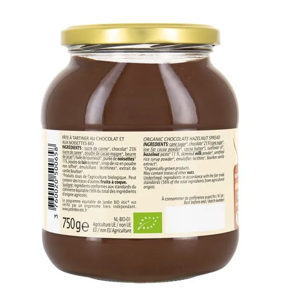 Pâte à tartiner bio chocolat et noisette - 750g