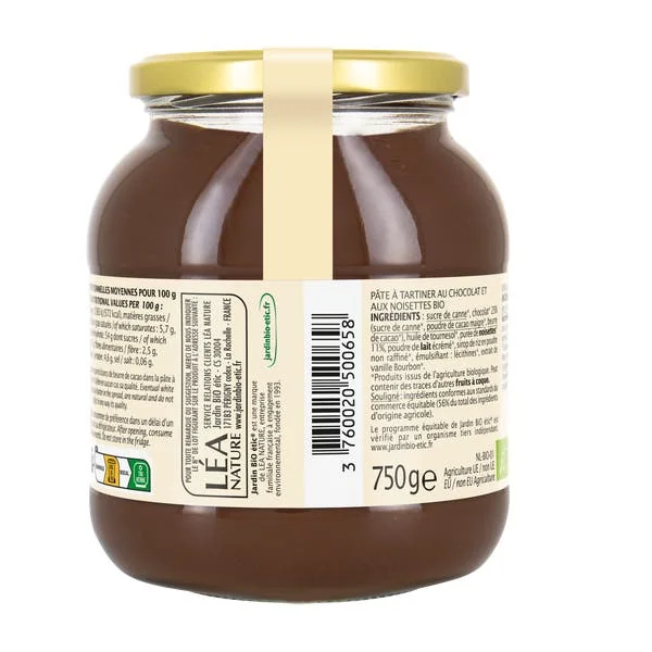 Pâte à tartiner bio chocolat et noisette - 750g