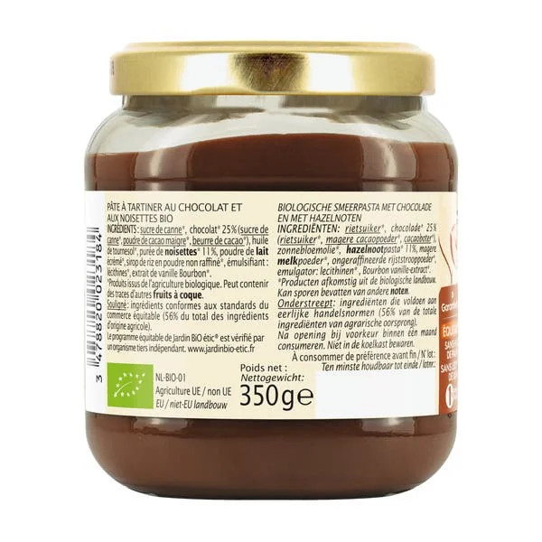 Pâte à tartiner chocolat noisette bio